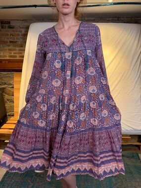 Matta Purple Dress with Pink & Orange Floral Print